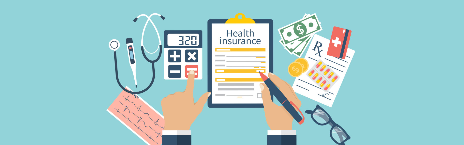 Health insurance written on a clipboard vector image